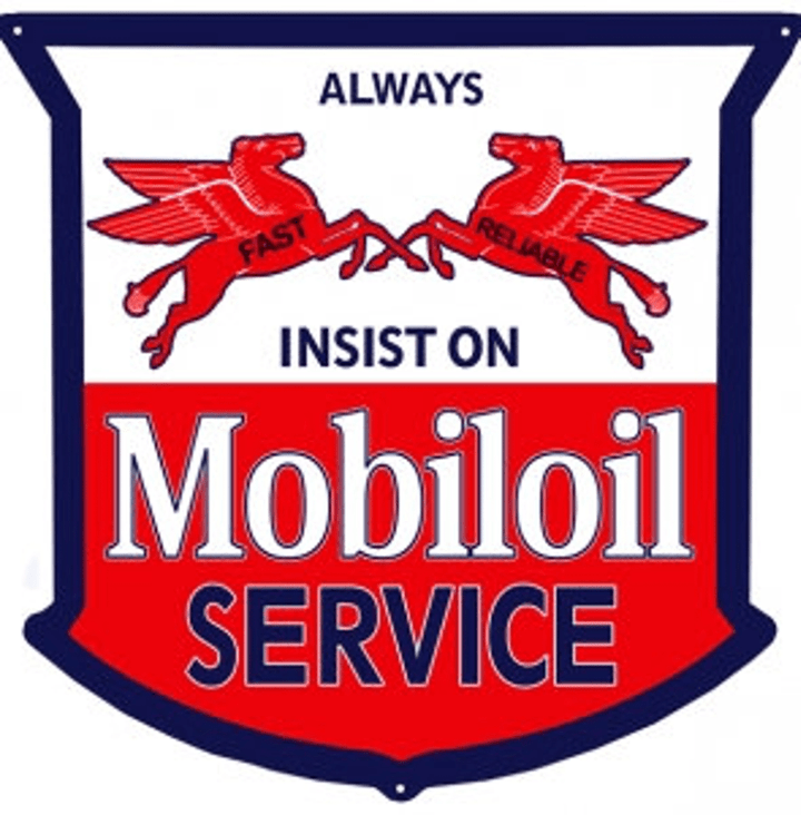 Mobiloil Service Pegasus Sign 20 x 20 Inches Aged OR New Style 22 Gauge Metal Sign Vintage Style Retro Garage Art RG