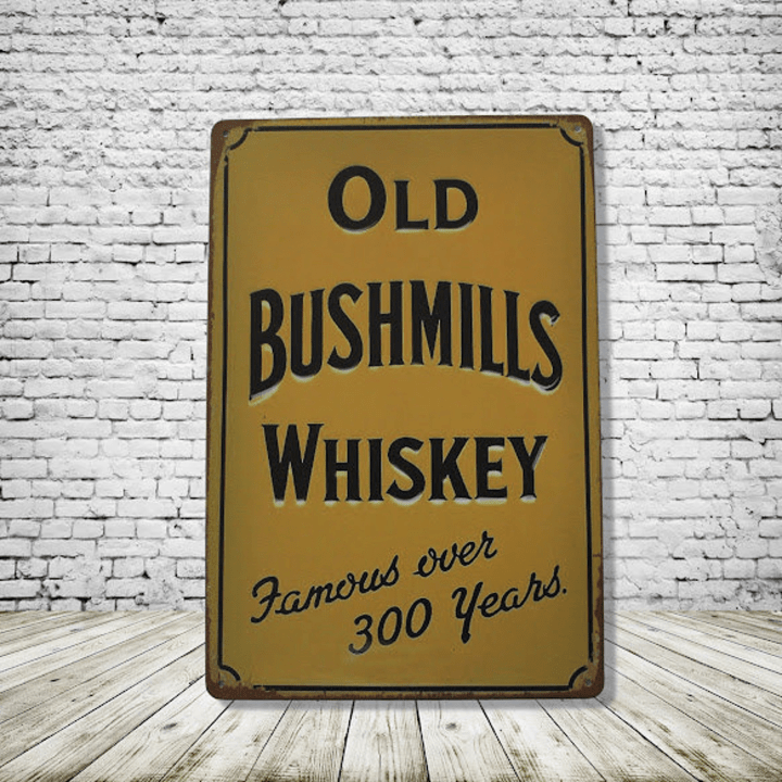 Bushmills Irish Whiskey Vintage Antique Style Collectible Tin Sign Metal Wall Decor Garage Man Cave Game Room Bar Fast Shipping