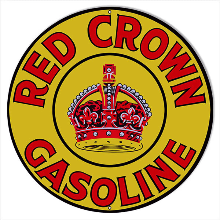 Red Crown Gasoline Motor Oil Sign Vintage Style Aluminum Metal Sign 2 Sizes Available Vintage Style Retro Garage Art RG