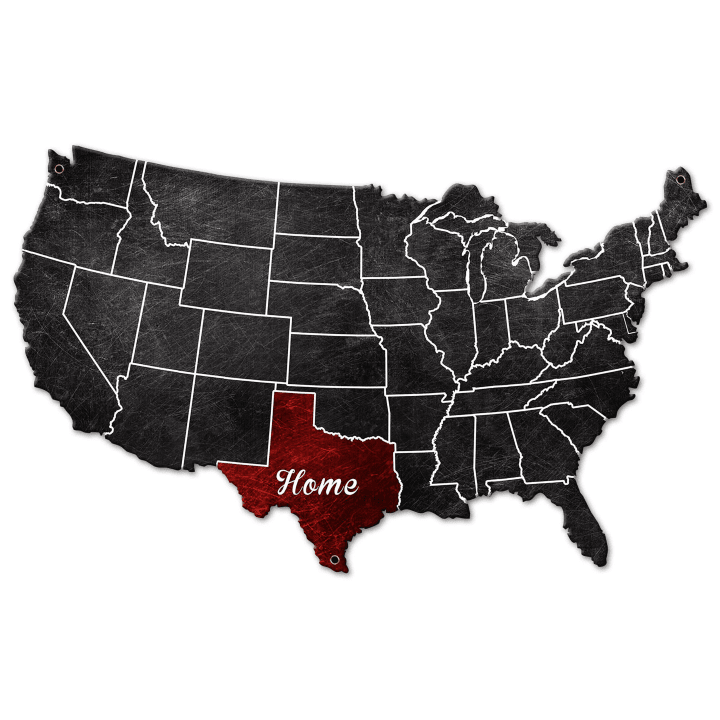 Texas Is Home U.S. Map 2 Sizes Available Plasma Shape Metal Sign Made in the USA Patriotic Home Decor Garage Art PS