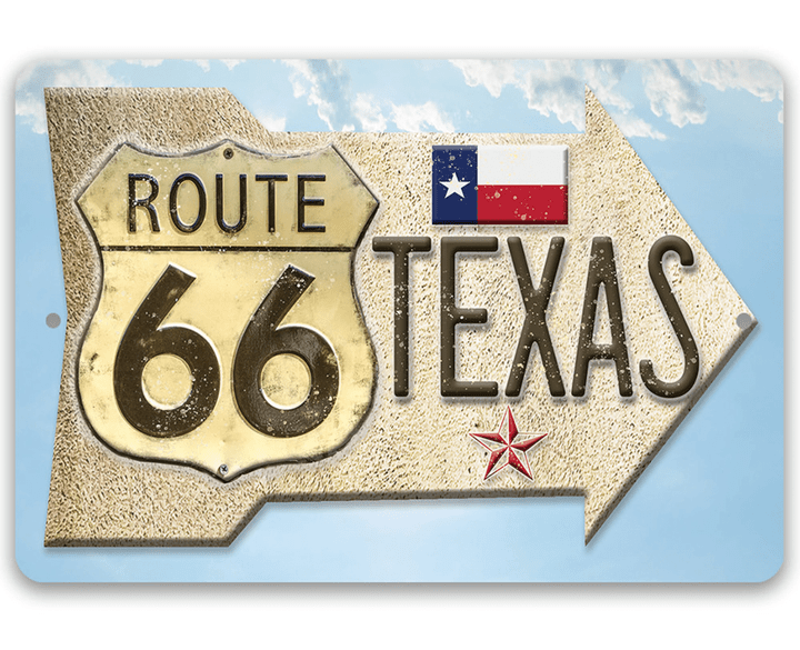 Tin Metal Sign Route 66 Texas Use Indoor Outdoor Makes a Great Home Decor and Gift For Texans