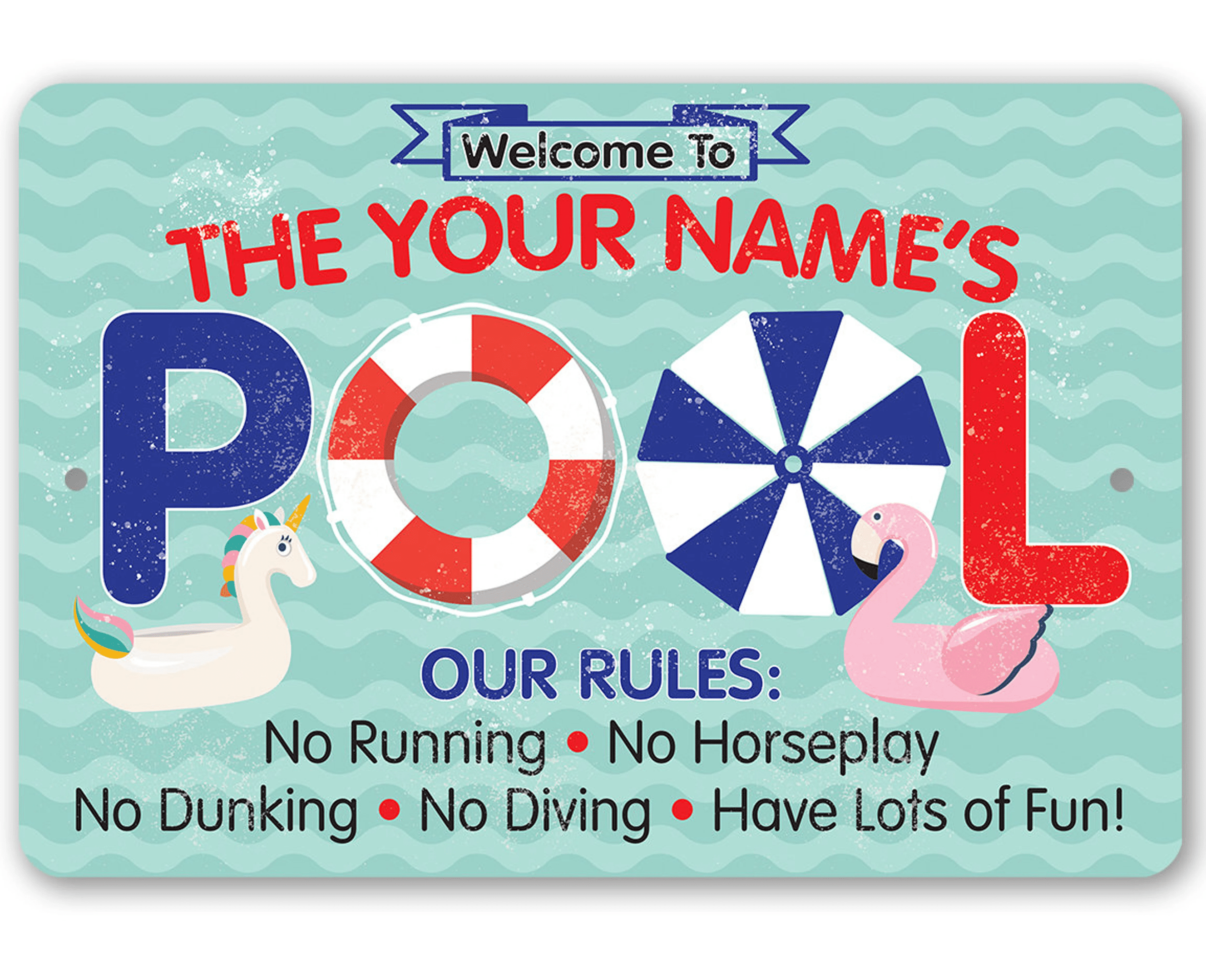 Personalized Pool Rules Metal Sign 8&quot;x 12&quot; 12&quot;x18&quot; Use Indoor Outdoor Great Swimming Poolside Decor