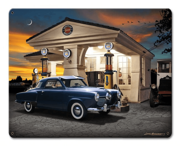 1950 Studebaker Richfield Gas Station Plasma Custom shape metal art sign vintage style garage art wall decor lg PS
