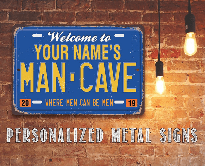 Tin Personalized Man Cave License Plate Metal Sign Indoor Outdoor Gift for Fathers