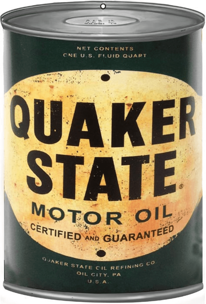 Quaker State Motor Oil Can Plasma Shape Metal Sign 2 Sizes Available AgedVintage Style &lt; Vintage Style Retro Garage Art RG