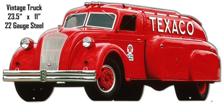 Texaco Gasoline Vintage Truck Laser Cutout Metal Sign Vintage Style Retro Garage Art RG