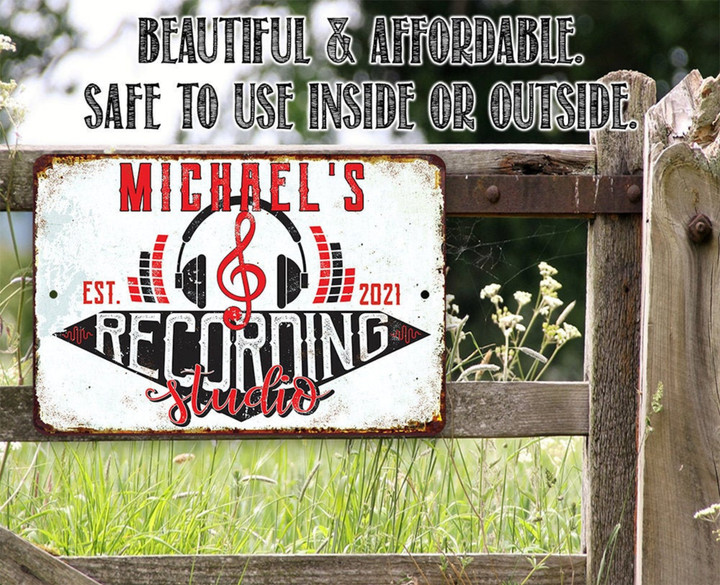 Personalized Recording Studio Sign Aluminum Tin Awesome Metal Poster
