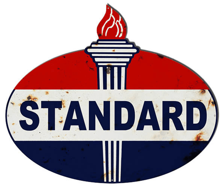Standard Gas Station Sign Cut Out Shaped Choice of Aged OR New Style 22 Gauge Metal Vintage Style Retro Garage Art RG