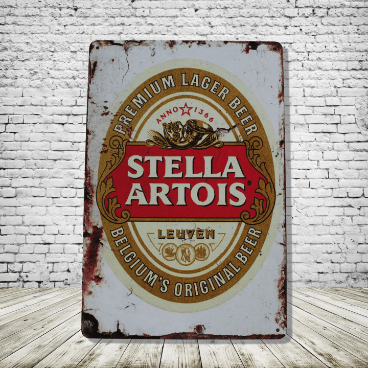 Stella Artois Beer Vintage Antique Style Tin Sign Metal Wall Decor Garage Man Cave Game Room Bar Fast Shipping