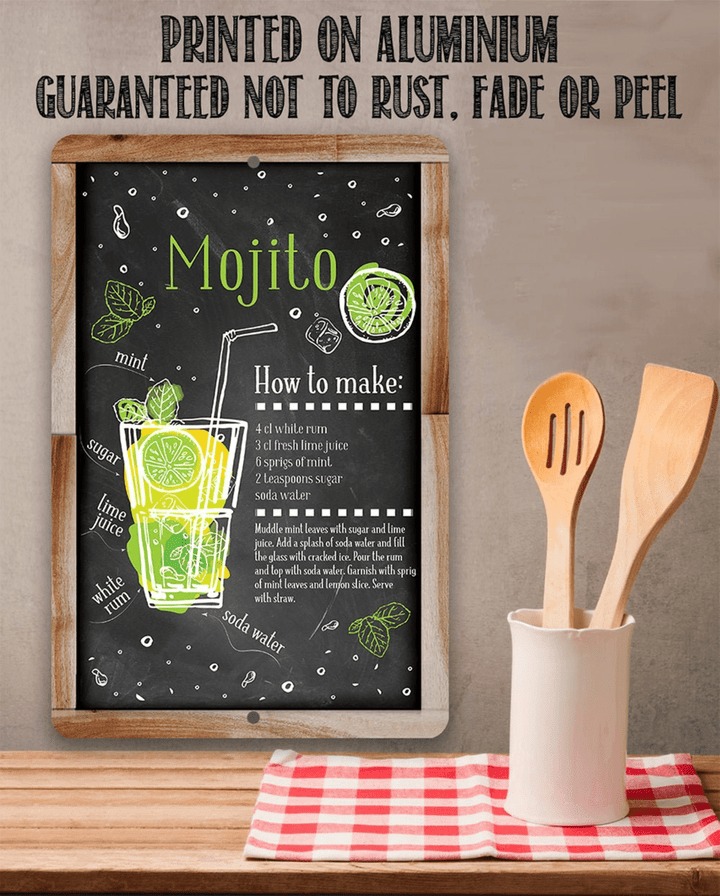 Tin Mojito Bar Recipe Metal Sign Use Indoor Outdoor Bar Kitchen Décor