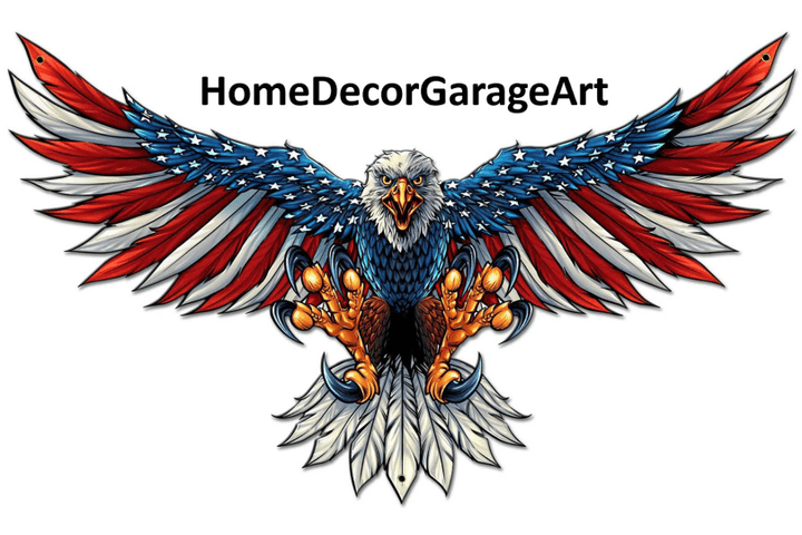 United States Bald Eagle with Flag Wings Patriotic Metal Wall Art 4 Sizes Available vintage style garage art wall decor fly ps