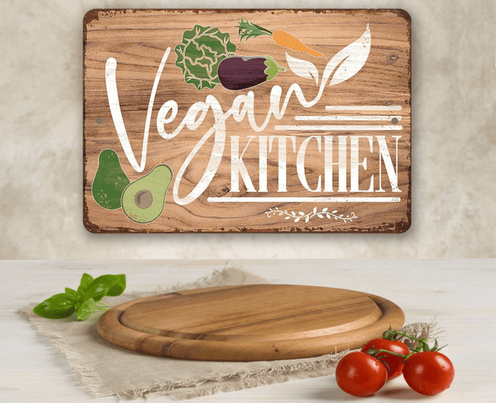 Tin Vegan Kitchen Metal Sign Use Indoor Outdoor Great Vegan Kitchen Decor
