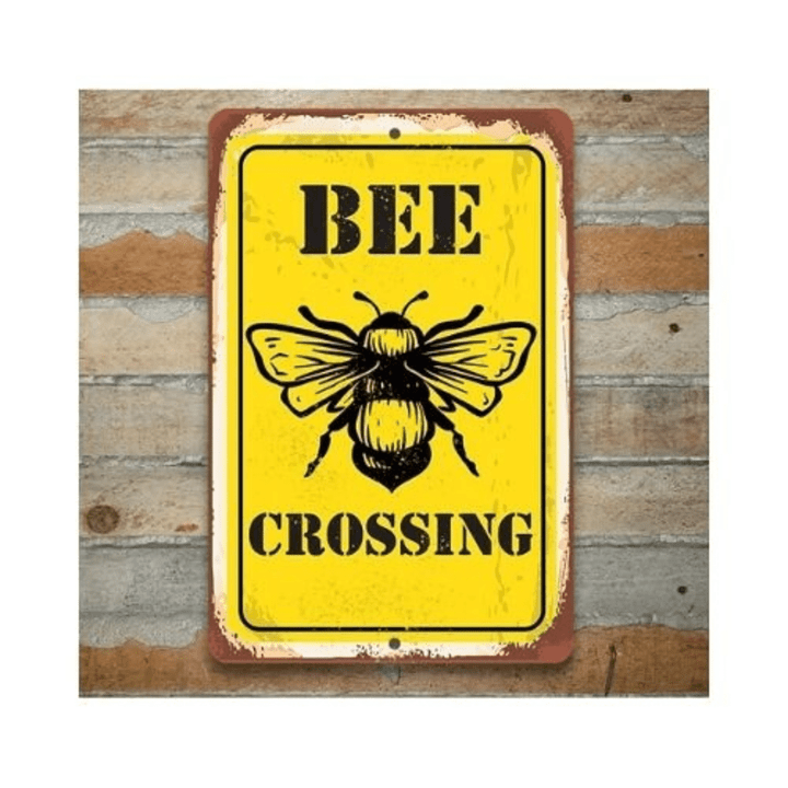 Tin Bee Crossing Durable Metal Sign Use Indoor Outdoor Makes a Great Apiary Decor and Gift to Bee Farm Owners