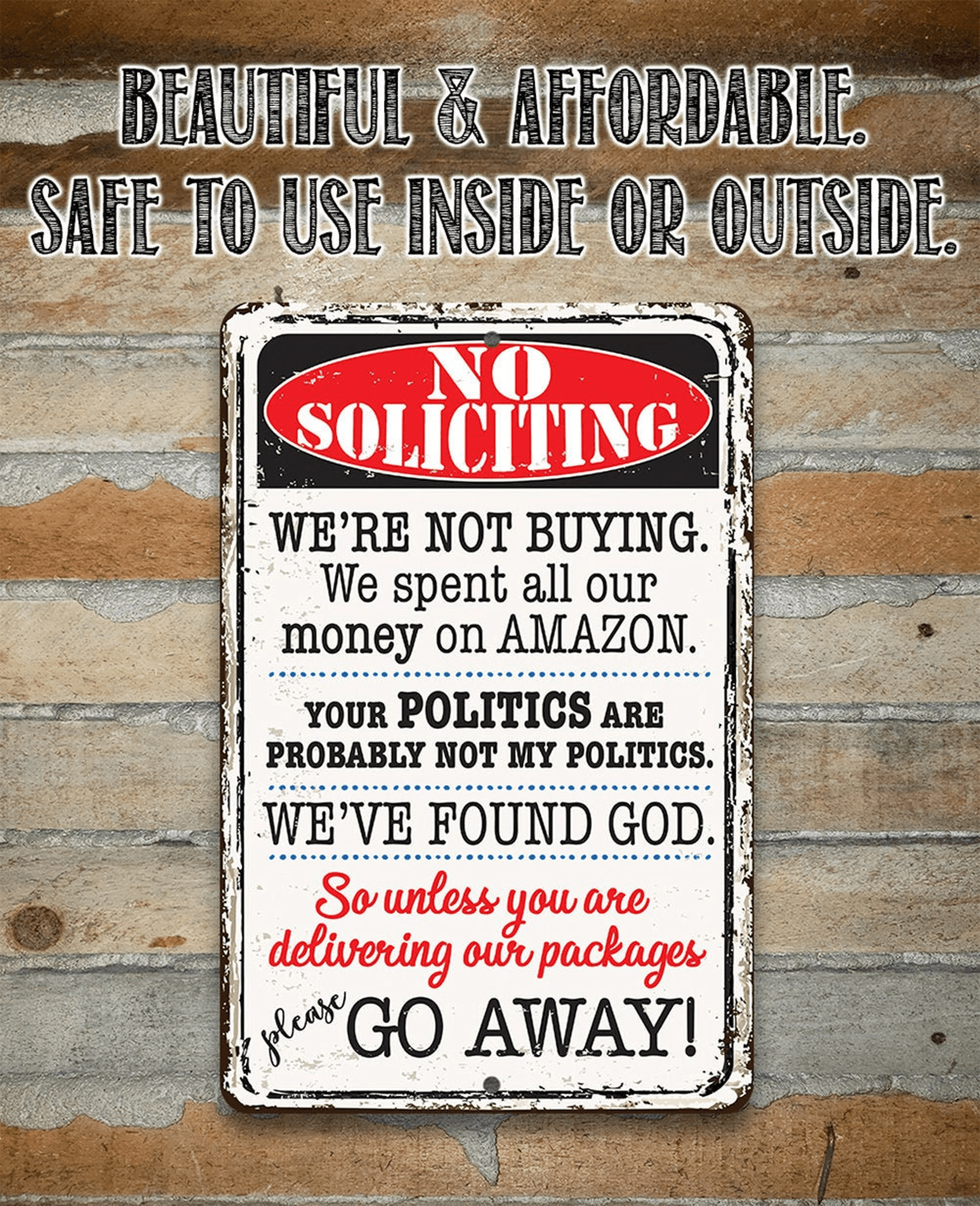 No Soliciting Were Not Buying Aluminum Tin Awesome Metal Poster