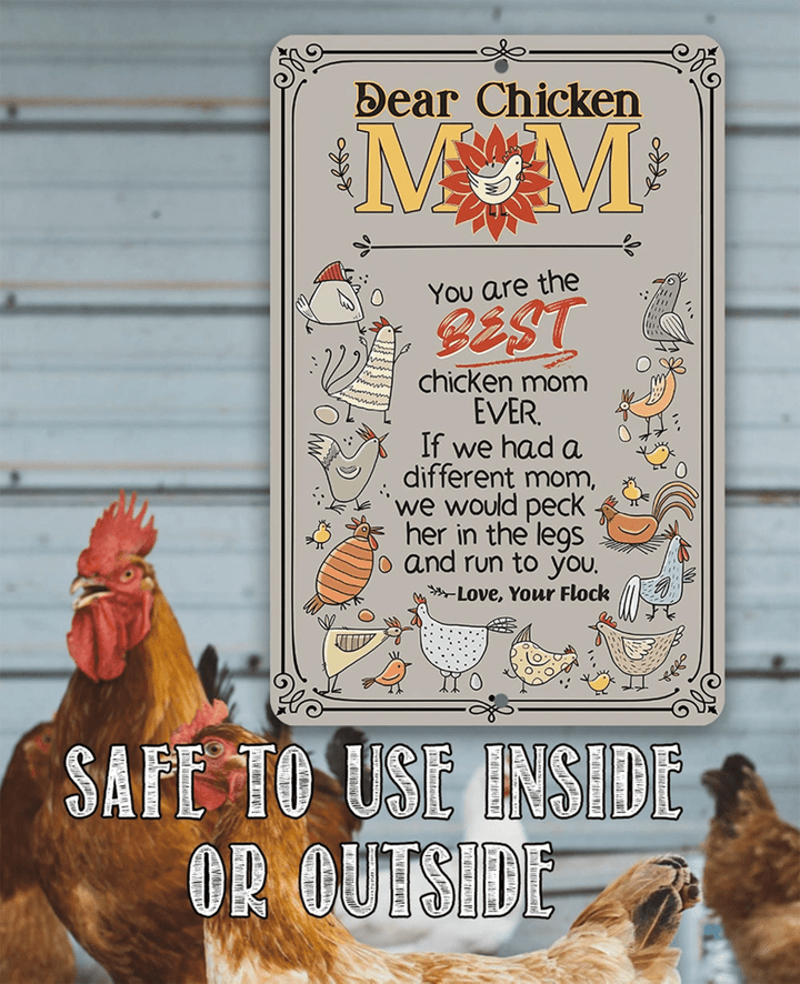 Tin Chicken Coop Sign Dear Chicken Mom Funny Sign Use Indoor Outdoor on Coop Chicken Owners Decor Gift Accessories