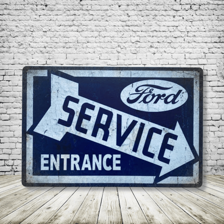 Ford Service Entrance Vintage Style Antique Collectible Tin Sign Metal Wall Decor Garage Man Cave Game Room Bar Fast Shipping