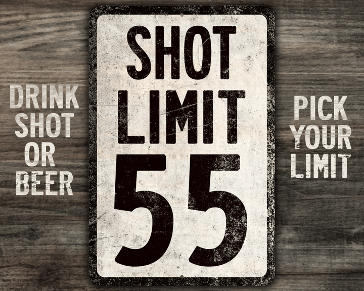 Customizable Drink Limit Sign | Drink Beer or Shot Limit Your Choice Bar Sign | Vintage Style Metal Sign