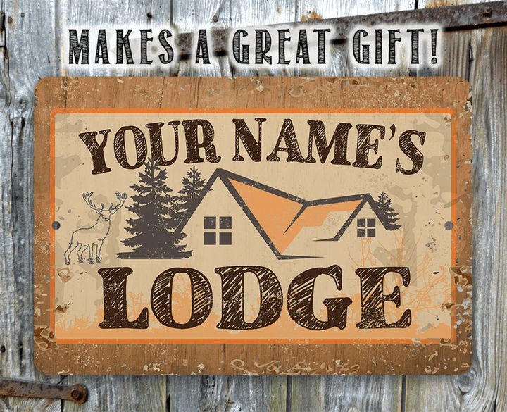 Tin Personalized Lodge Metal Sign Indoor Outdoor Decor for Cabin,Lake House Man Cave