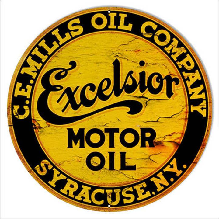 Excelsior Motor Oil Metal Sign Aged Style 4 Sizes Vintage Style Retro Garage Art RG