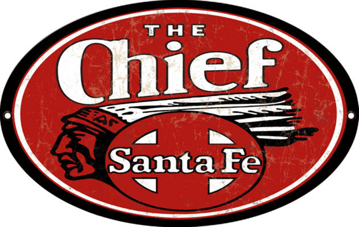 The Chief Santa Fe Railroad Sign Aged Style Aluminum Metal Sign Vintage Style Retro Garage Art RG1049 0