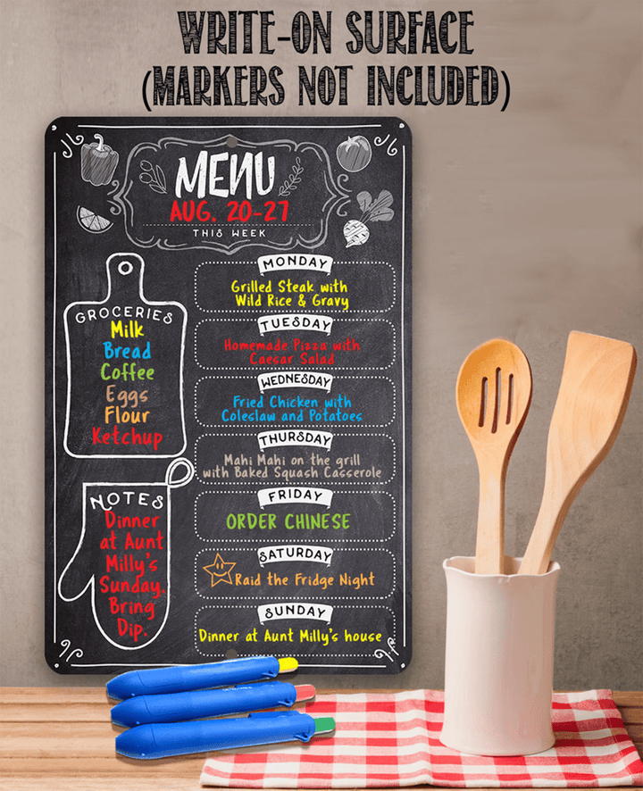 Tin Metal Sign Kitchen Menu Chalkboard Use Indoor Outdoor Kitchen and Dining Decor