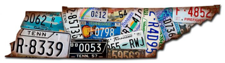 Tennessee License Plate Map metal art sign american made vintage style retro home decor garage art PSB078
