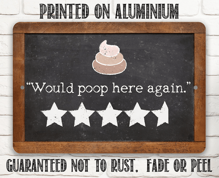 Tin Would Poop Here Again Durable Metal Sign Use Indoor Outdoor Bathroom Decor Gift
