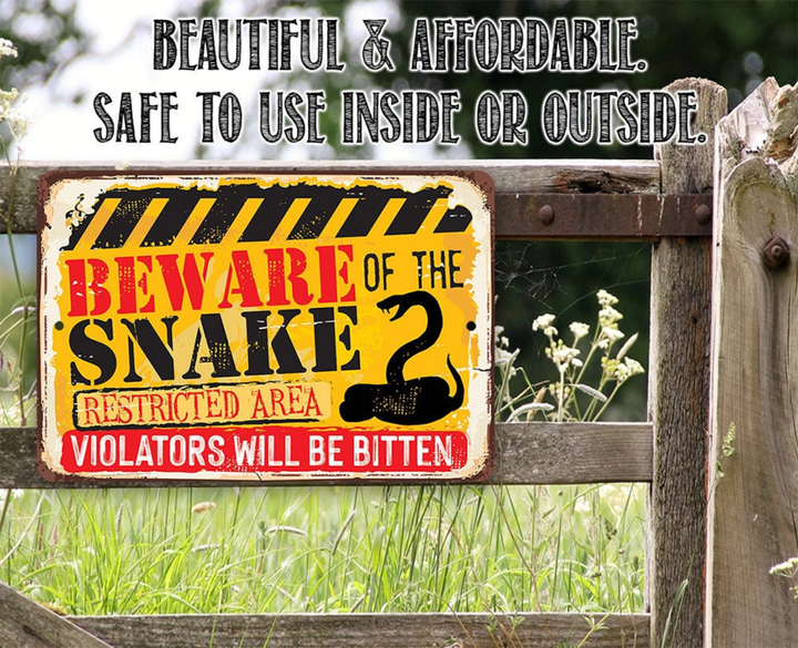 Beware Snake Aluminum Tin Awesome Metal Poster