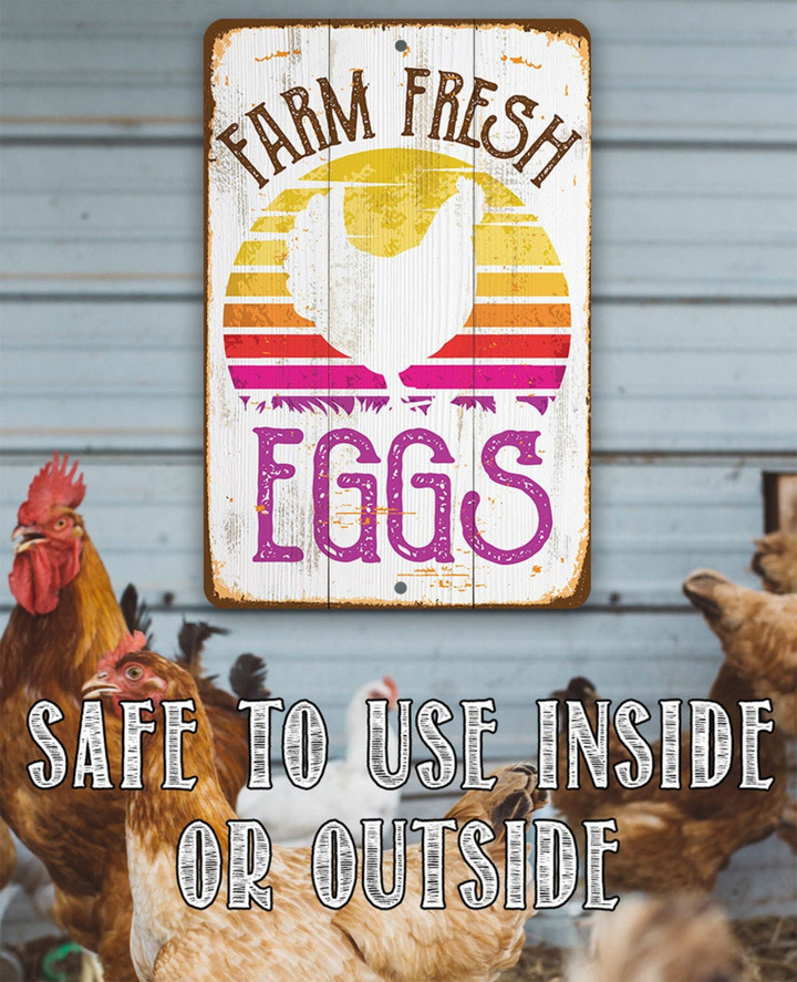 Metal Sign Farm Fresh Eggs Durable Tin Use Indoor Outdoor Great Decor for Farm