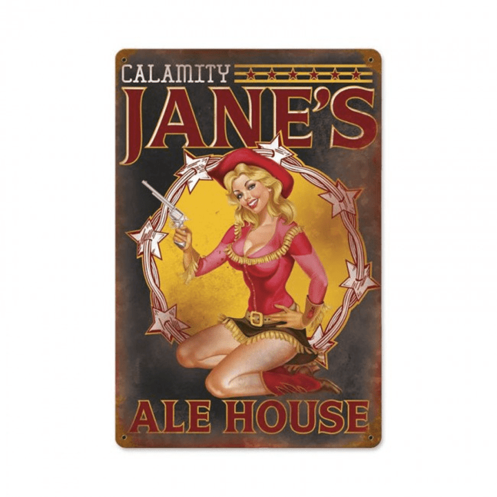 Calamity Jane Ale House Pinup Girl metal sign vintage style advertising retro gas oil garage art wall decor leth012