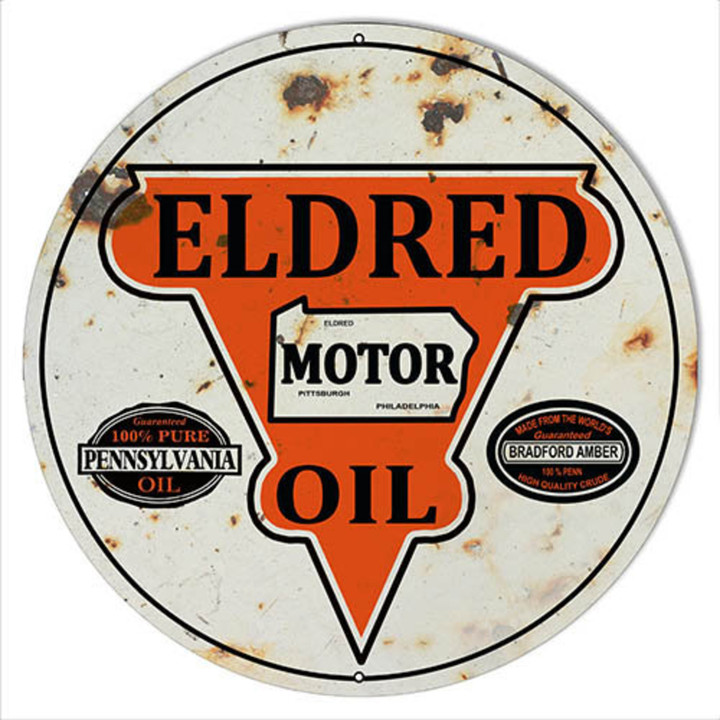 Eldred Motor Oil Sign Vintage Aged Style OR New Style 4 Sizes 22 Gauge Metal Sign Vintage Style Retro Garage Art RG