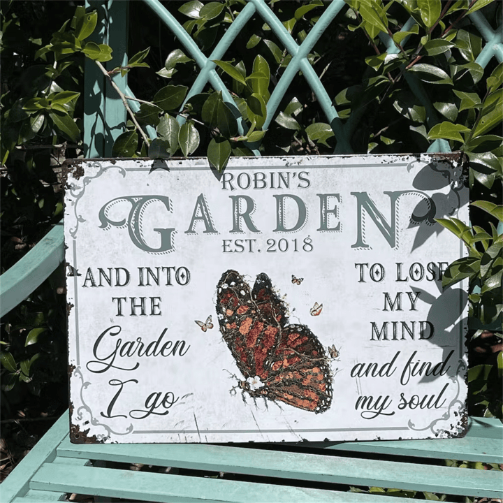 And Find My Soul Garden Floral Art Birthday Housewarming Gift For Her Him Gardener Outdoor Decor Personalized Classic Metal Signs