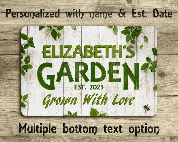 Personalized Garden Sign Custom Garden Decor Outdoor Metal Sign for home Gift for Mom Grown With Love