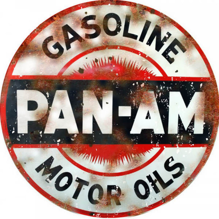 Pan Am Gasoline Motor Oil Sign Aluminum Metal Sign Vintage Style Retro Garage Art