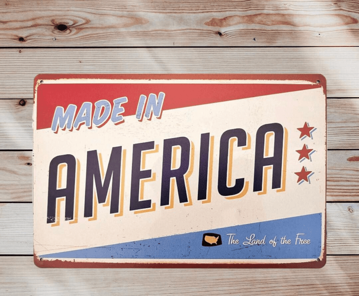 Vintage Tin Sign Made in America The Land of The Free Metal Sign Retro Vintage Bar Kitchen Art Poster Cave Home Wall Decor  inches