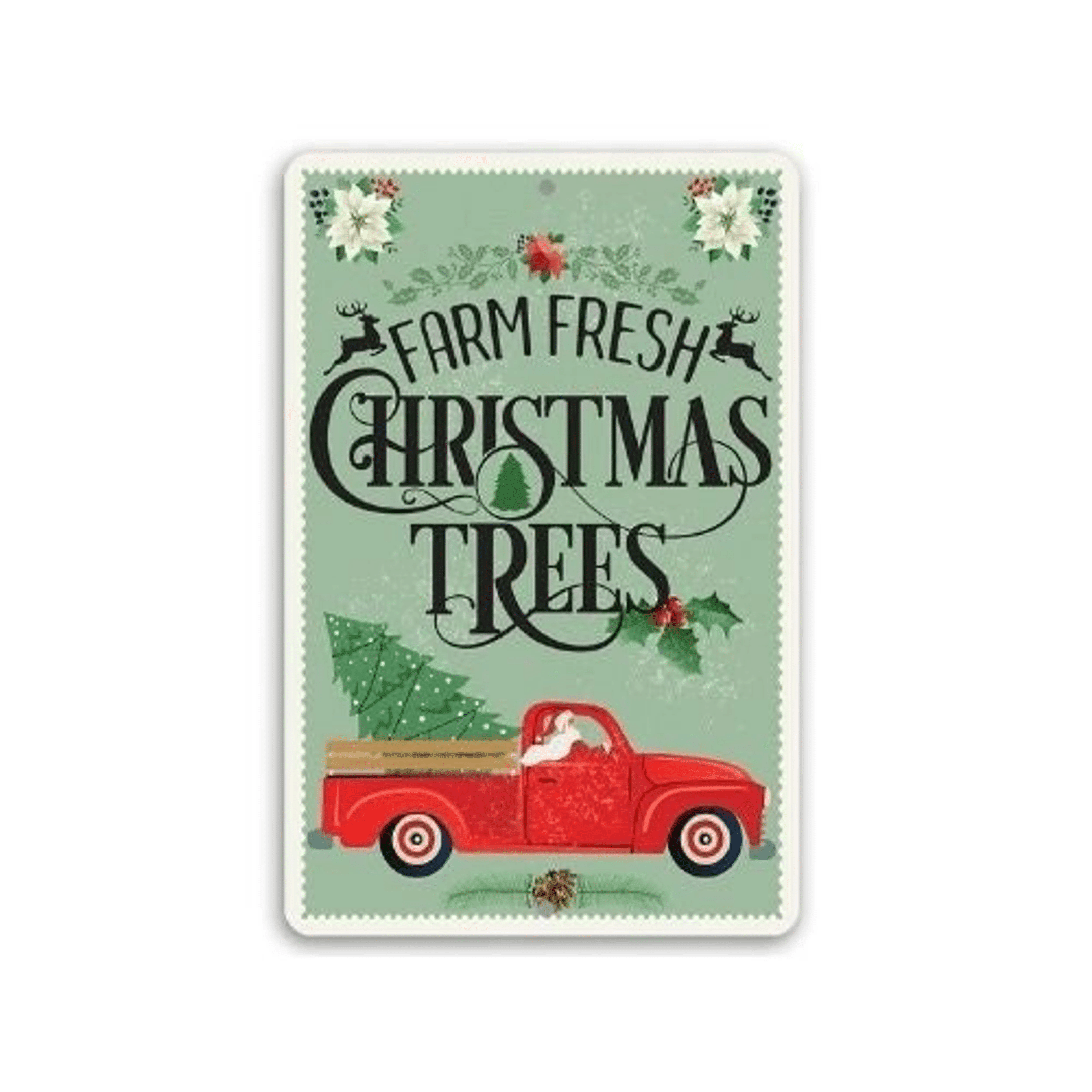 Tin Farm Fresh Christmas Trees Durable Metal Sign Use Indoor Outdoor Great Christmas Tree Shop Decor and Gift