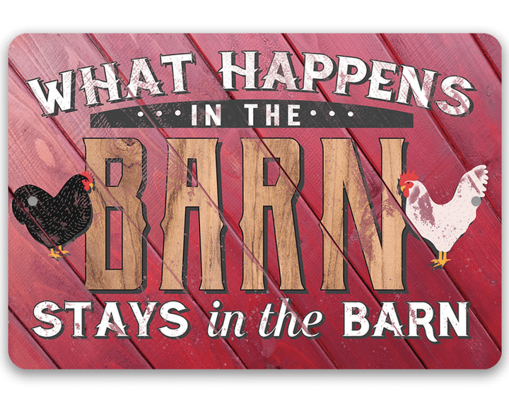Tin What Happens In The Barn Stays in the Barn Metal Sign Use indoor outdoor Funny Farmhouse Decor and Gift