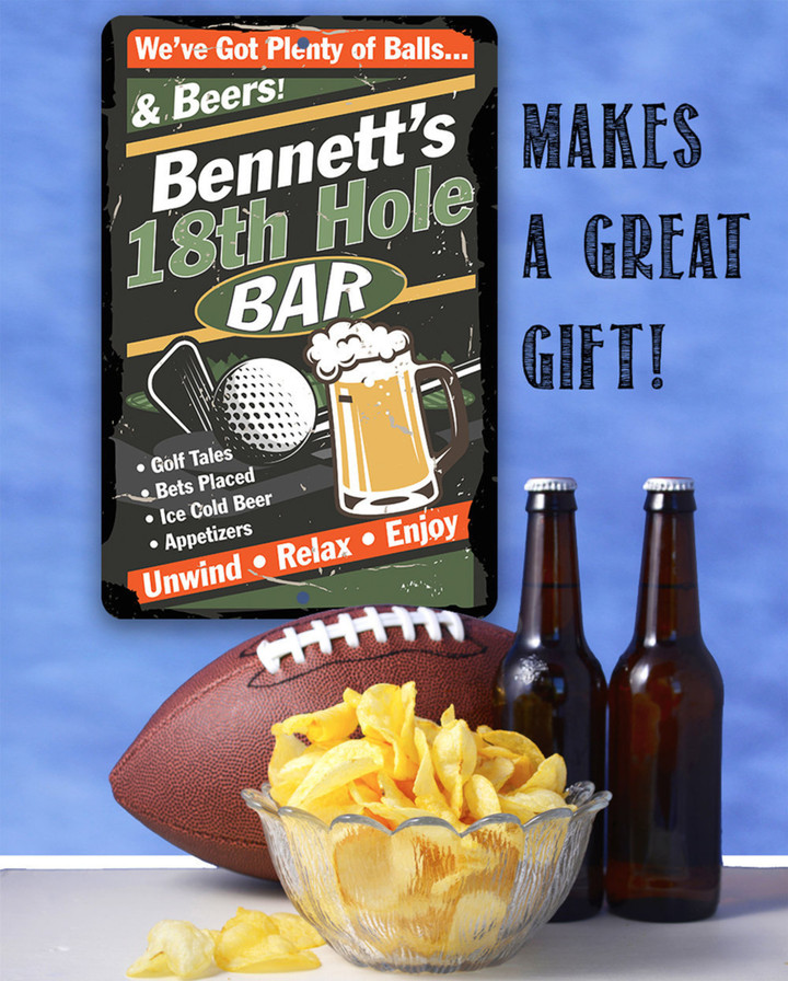 Personalized 18th Hole Golf Bar Aluminum Tin Awesome Metal Poster
