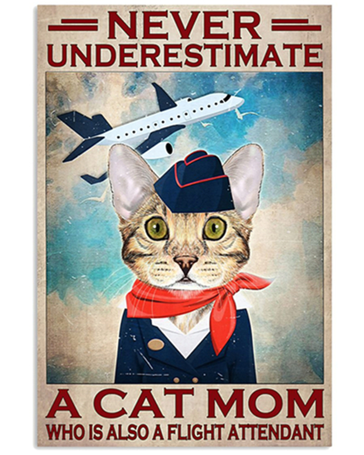 Vintage Tin Sign Never Underestimate A Cat Mom Funny Novelty Metal Sign Retro Wall Decor for Home Garden Bars Plaque Tin Sign Gift 8*12