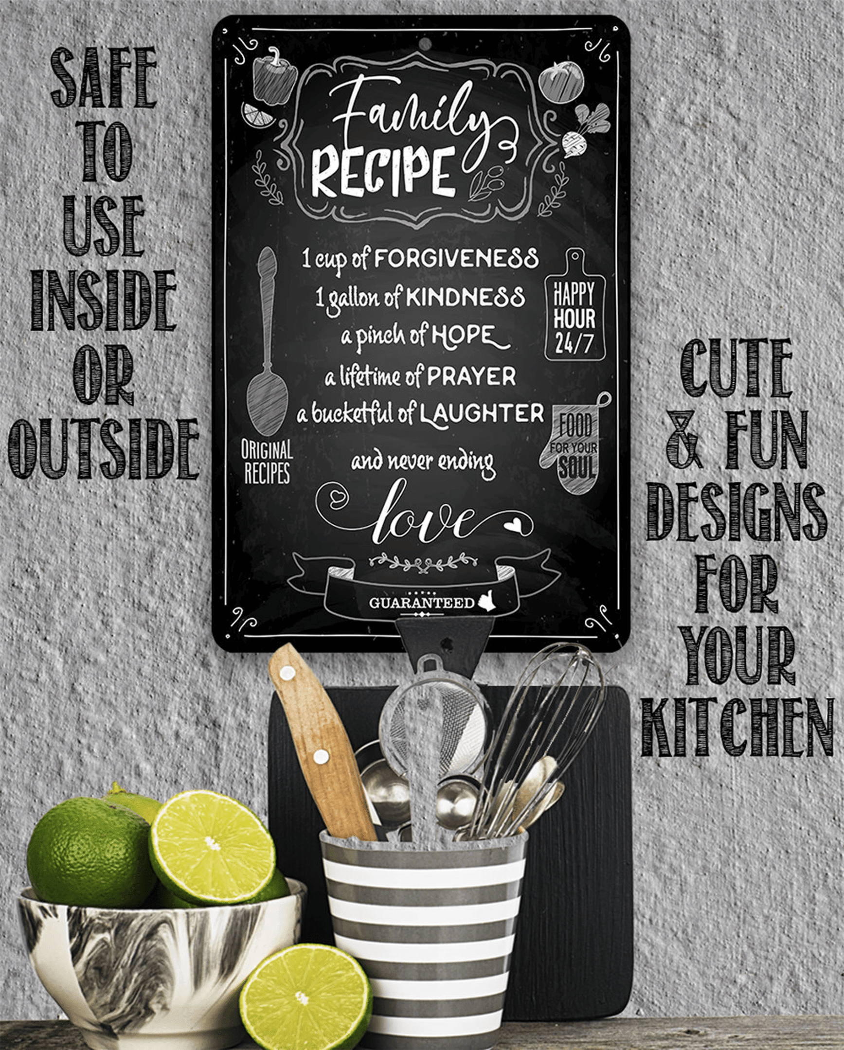 Tin Family Recipe Metal Sign Use Indoor Outdoor Kitchen and Dining Room Decor