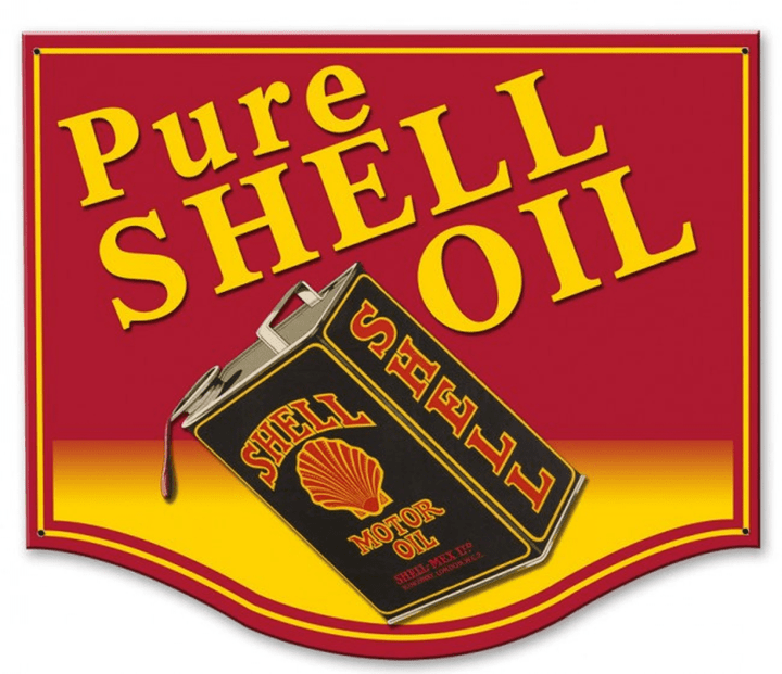 Pure Shell Motor Oil Metal Sign 19 x 16 Powder Coated Steel Vintage Style Retro Gas Oil Garage Art Wall Decor PS