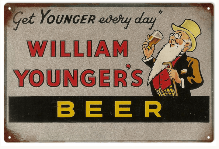 William Youngers Beer Metal Sign  vintage style bar man cave retro country advertising art wall decor RG