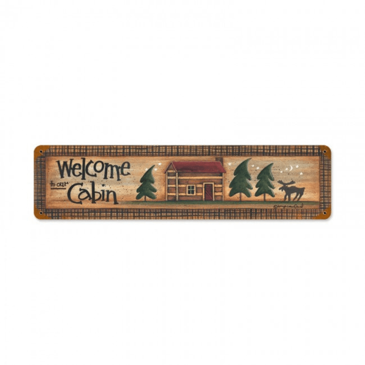 Welcome to our Cabin metal sign 20 x 5 Cabin Lodge home decor wall art lane035