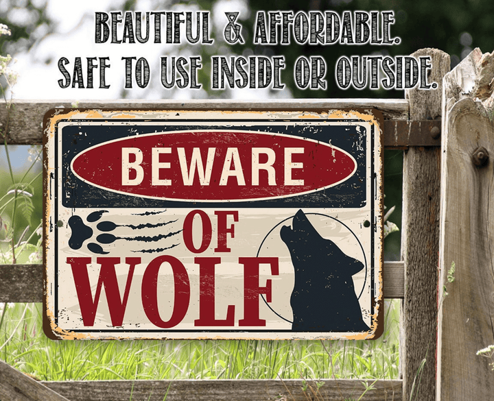 Beware of Wolf Aluminum Tin Awesome Metal Poster