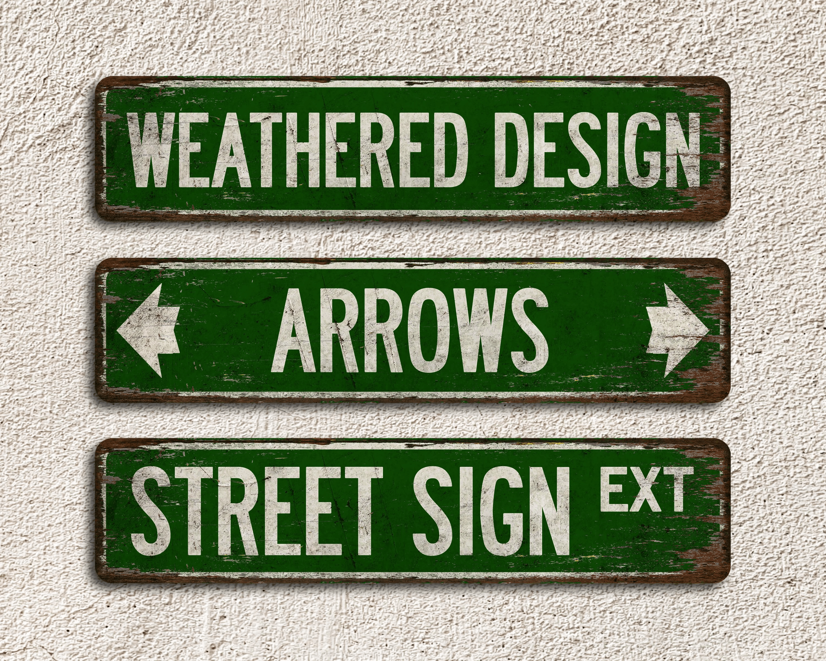 Custom Street Sign 4&quot; x 18&quot; | Vintage Weathered Design | 10 Color Choices | Left or Right Arrow