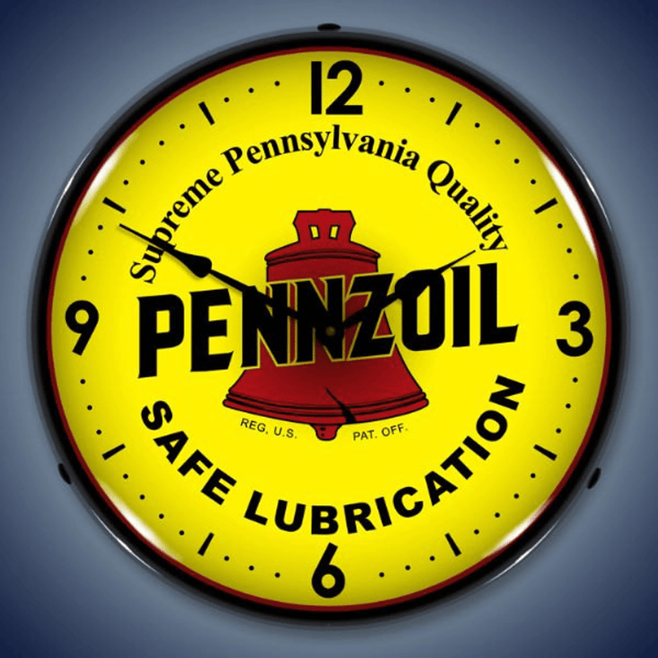 LED Pennzoil Motor Oil Backlit Lighted Advertising Sign Clock Vintage Style Retro Auto Gas Oil Garage Art 20710087