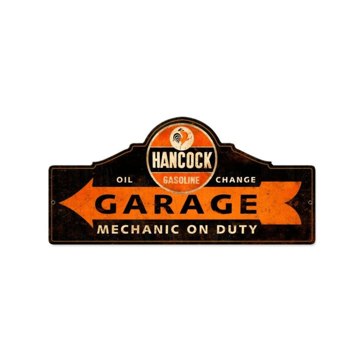 Hancock Gas Garage Sign 26&quot; x 12&quot; Heavy Gauge Steel Vintage Style Retro Garage Art Wall Decor PS