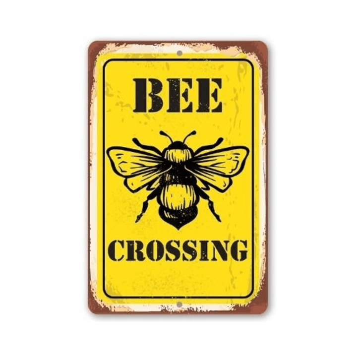 Metal Sign Bee Crossing Durable Metal Sign Use Indoor Outdoor Makes a Great Apiary Decor and Gift to Bee Farm Owners