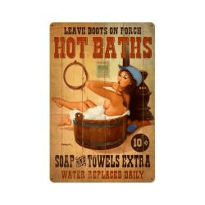 Country Bath pinup girl metal art sign  vintage style retro country music home wall decor PS