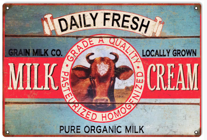 Grain Milk Company Pure Organic Metal Sign  vintage style retro country advertising art wall decor RG